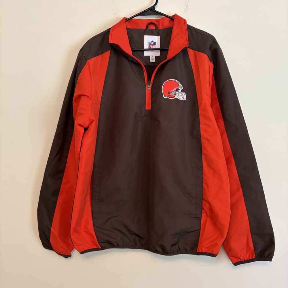 NWT NFL Team Apparel‎ Cleveland Browns 1/4 Zip-Up Windbreaker Pullover Jacket M
